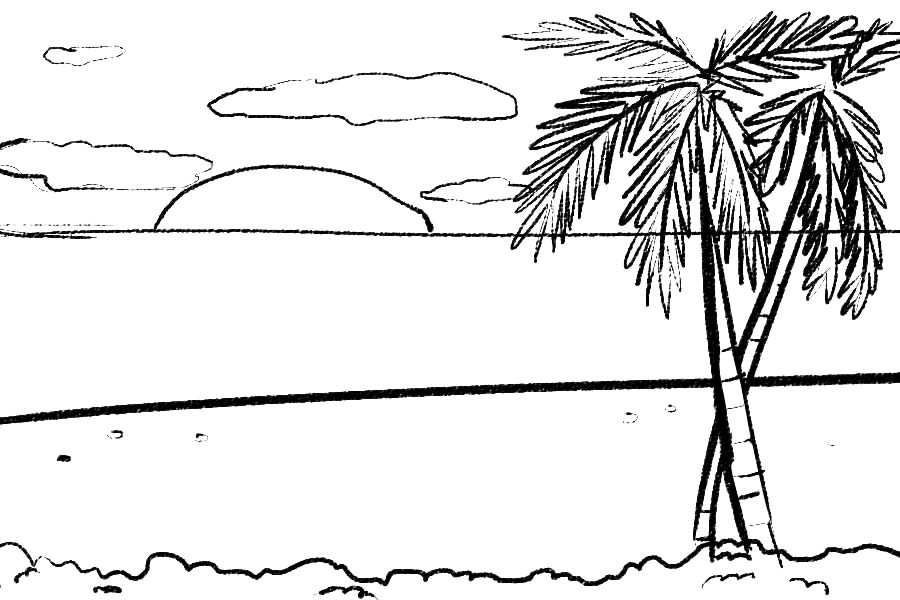 Palmen, Meer und Sonne Malbuch